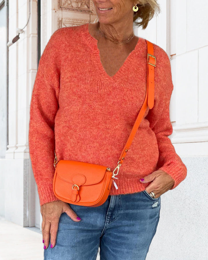 Solid color V-neck Pullovers