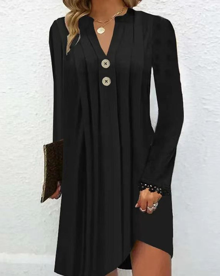 Pleated button midi dress