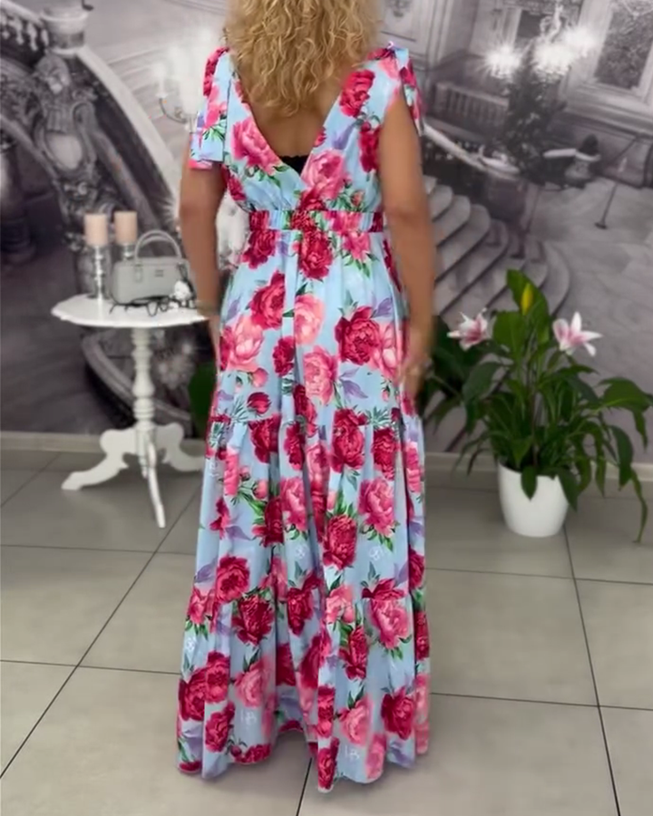 Sexy V-Neck Printed Dress