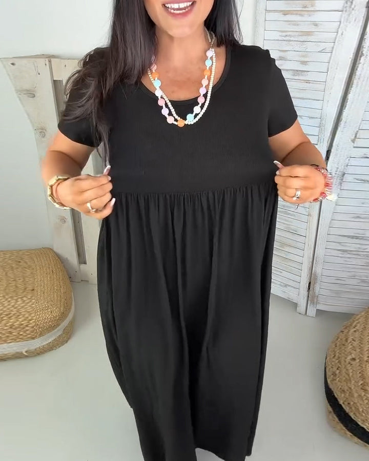 Elegant Solid Color A-Line Dress