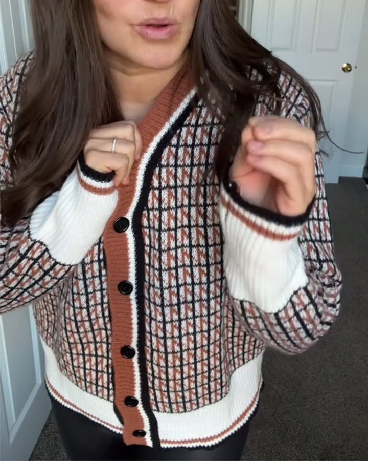Casual Plaid Long Sleeve Cardigan