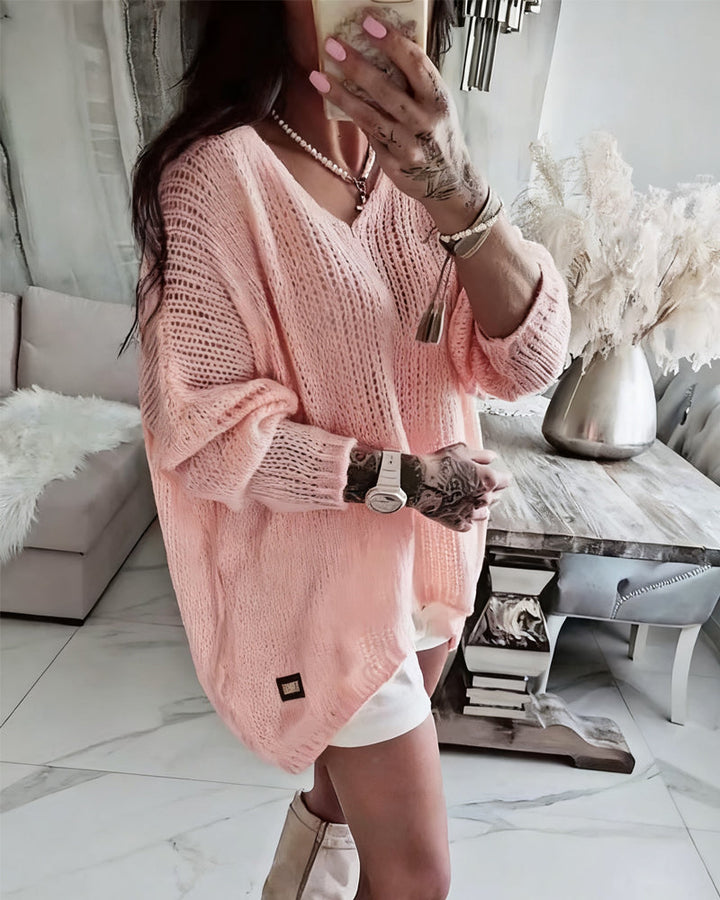 V-Neck Sexy Hollow Out Jumper