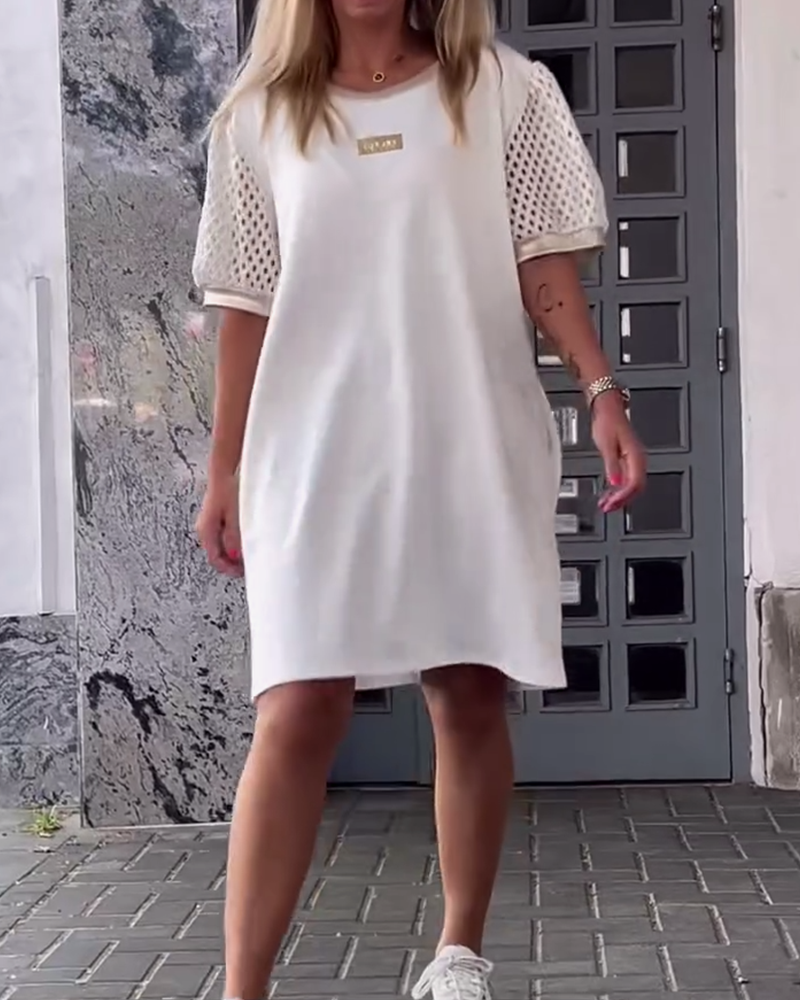 Round Neck Hollow Straight Dress