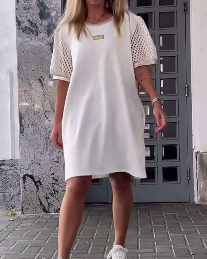Round Neck Hollow Straight Dress