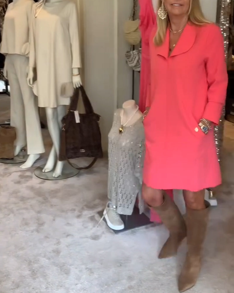 Solid Pocket Side Fashionable Tunic Dress