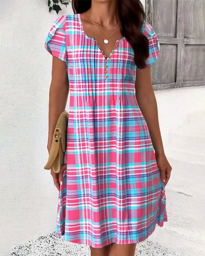 Puff Sleeve Plaid Dress