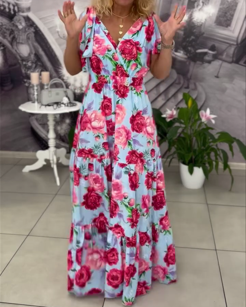Sexy V-Neck Printed Dress