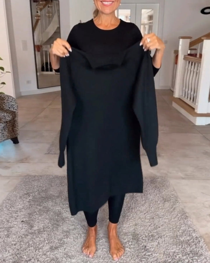 Solid Color High Neck Dress