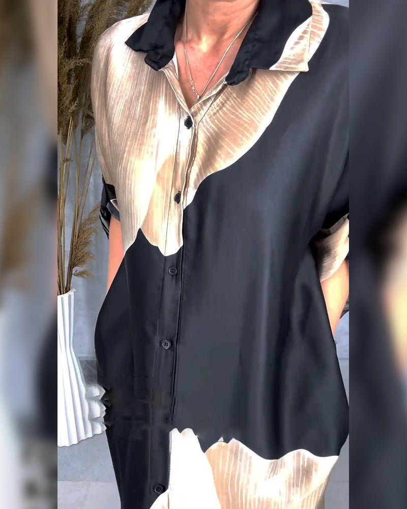 Temperament Button-Down Fashionable Shirt Dress