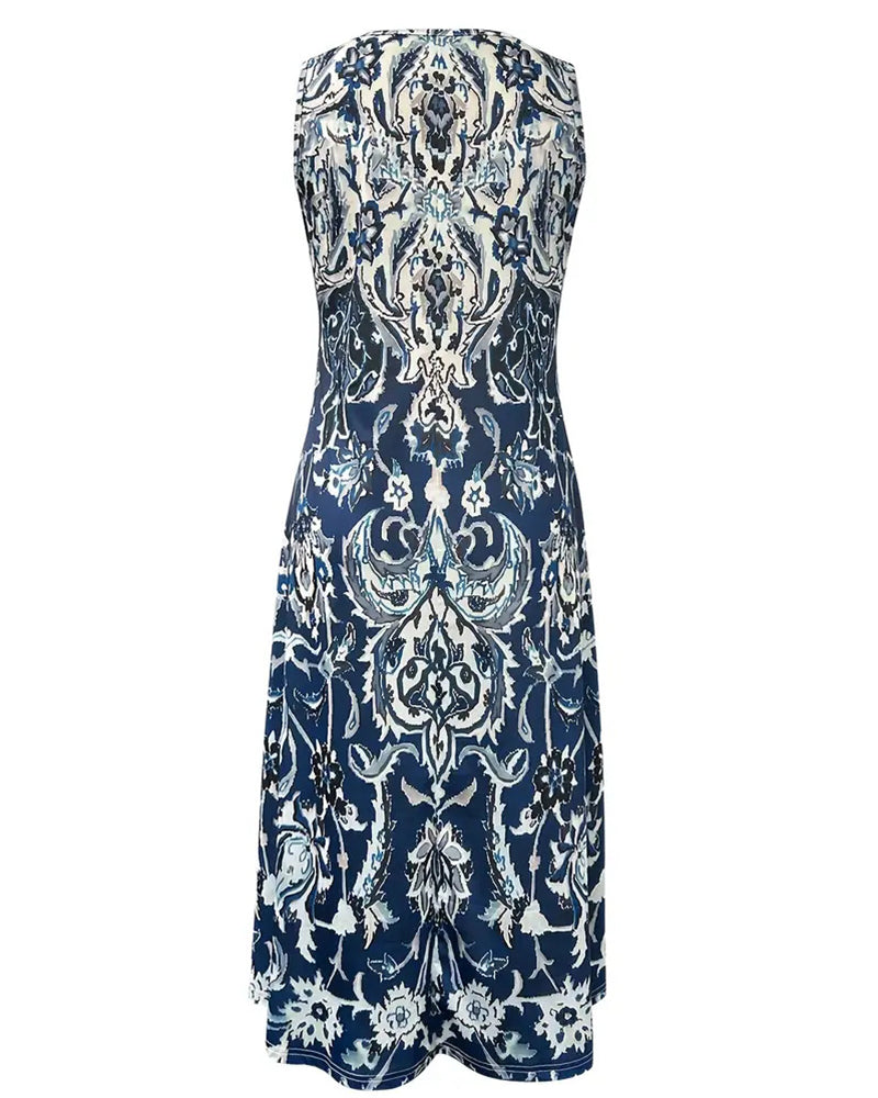 Holiday Sleeveless Fashion Print Dress
