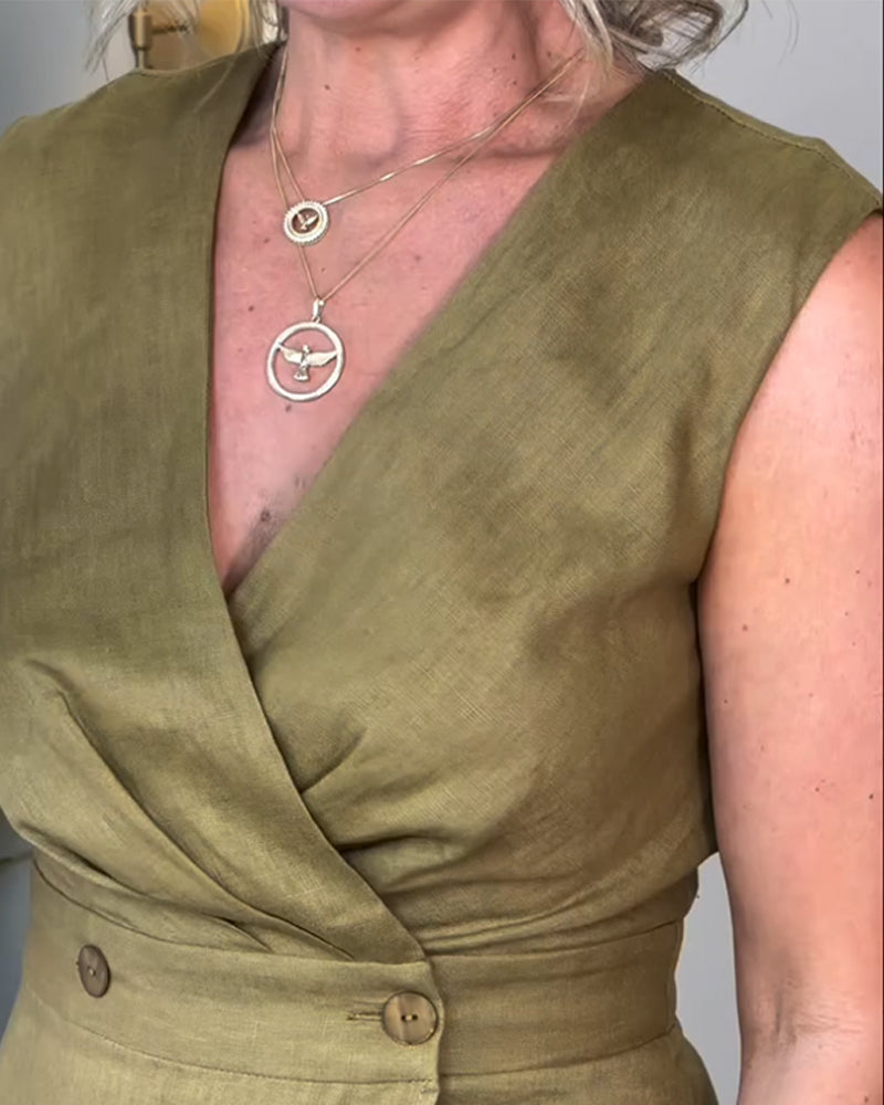 Casual Sleeveless V-Neck Dress
