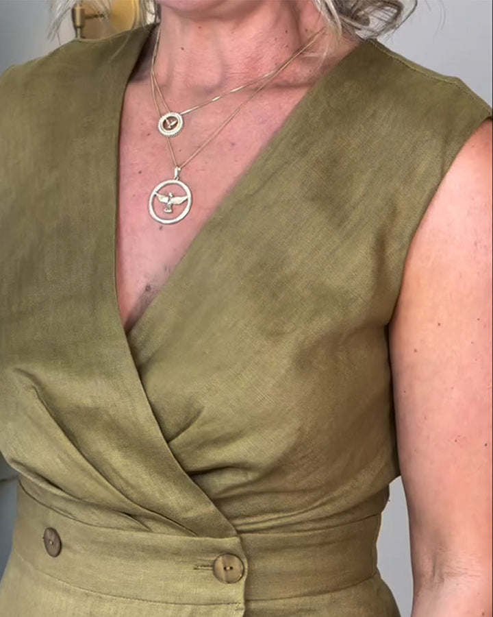 Casual Sleeveless V-Neck Dress