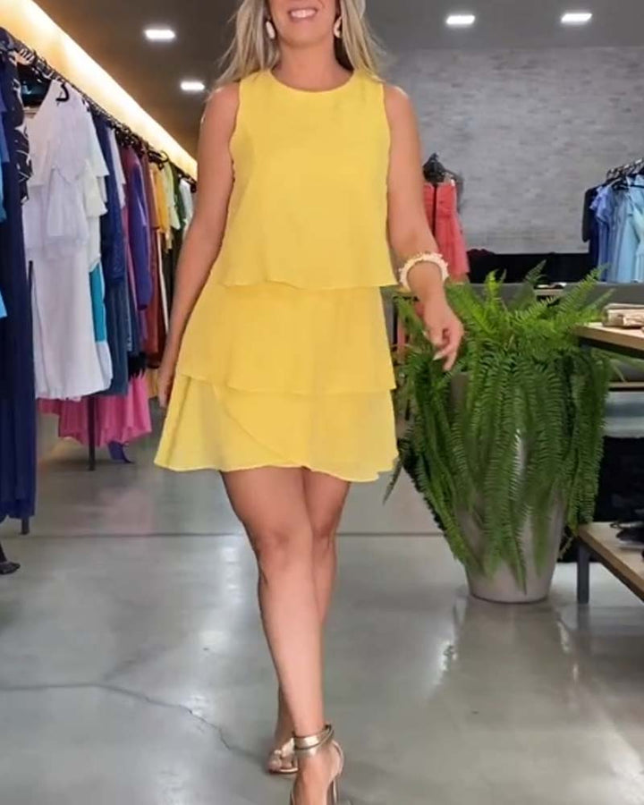 Sleeveless double layer ruffle dress