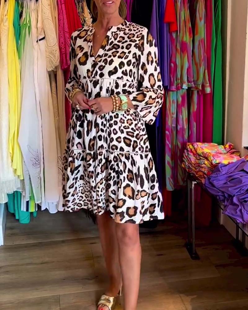 Patchwork Leopard Print Loose Dress