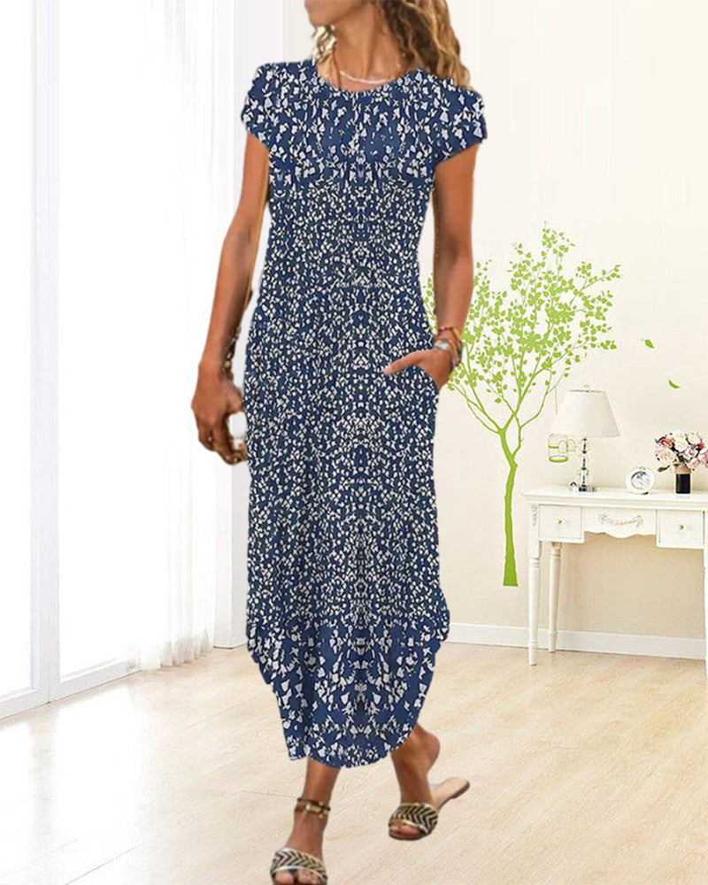 Round Neck Printed Dress
