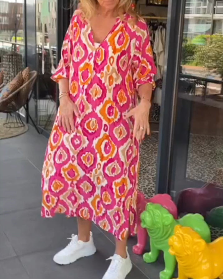 Fashion print half sleeve dress