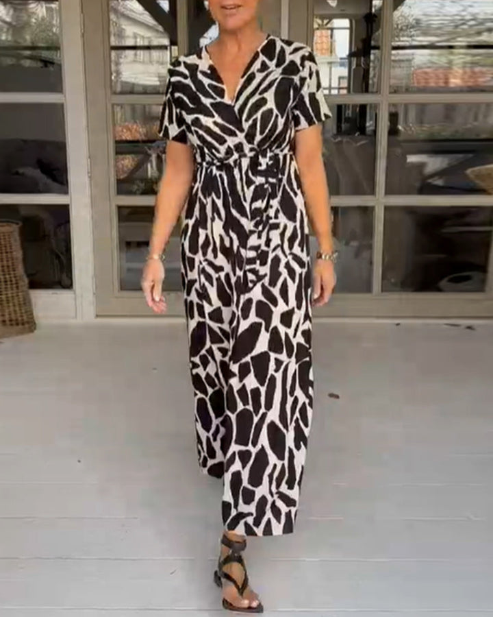 V neck short sleeve dress