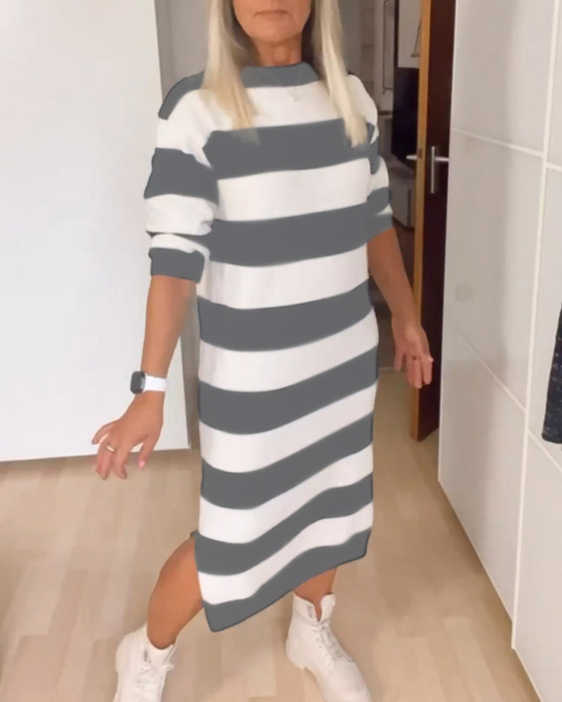 Round Neck Striped Dress