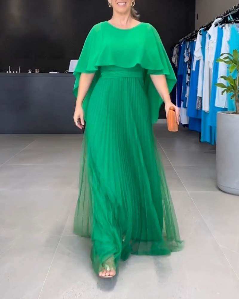 Round Neck A Line Maxi Dress