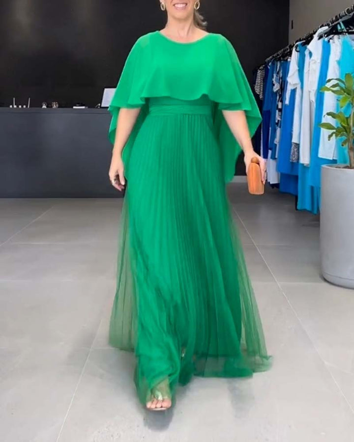 Round Neck A Line Maxi Dress