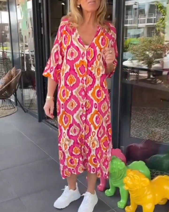 Fashion print half sleeve dress