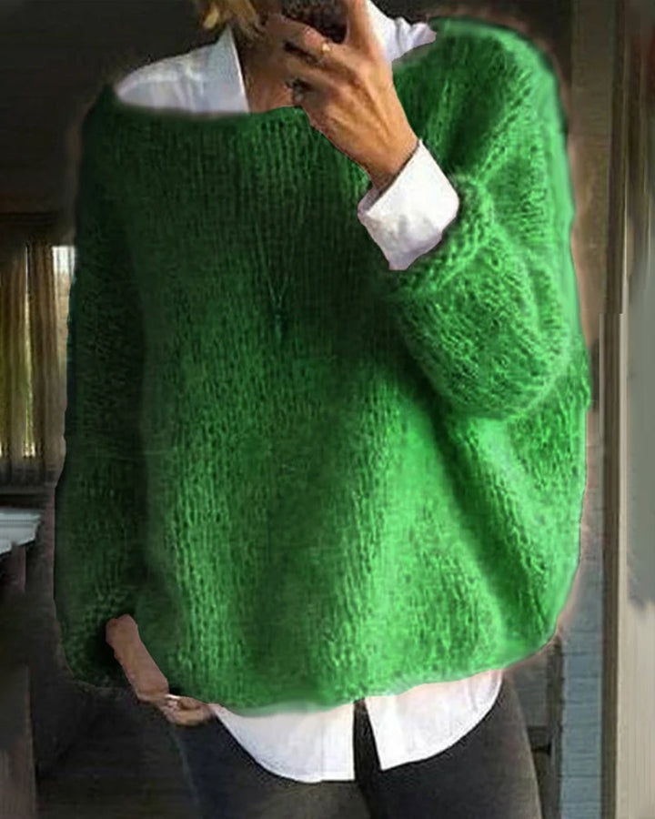 Round neck solid color sweater