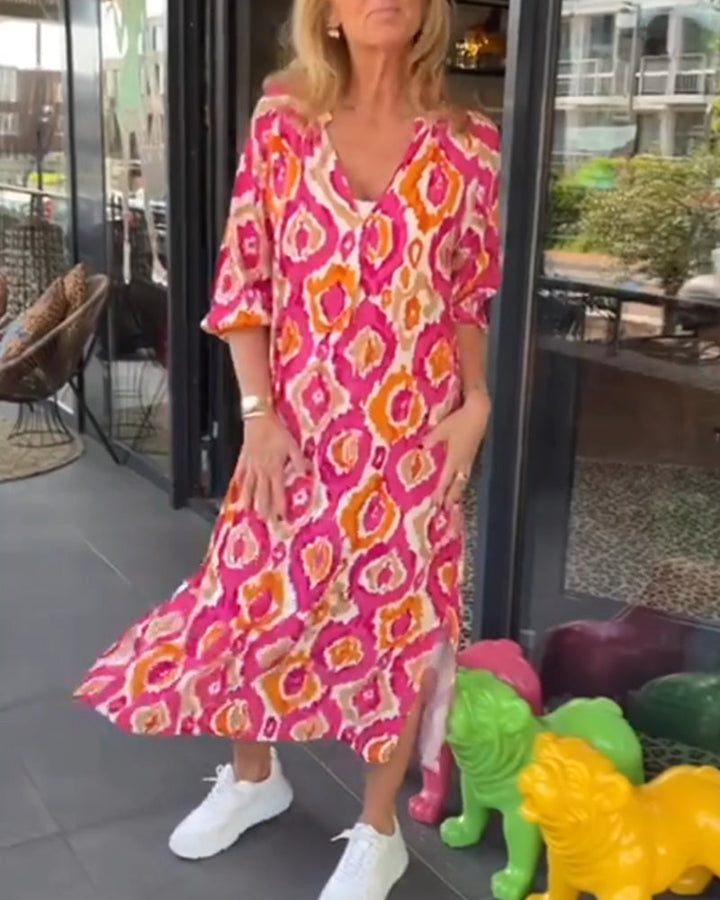 Fashion print half sleeve dress