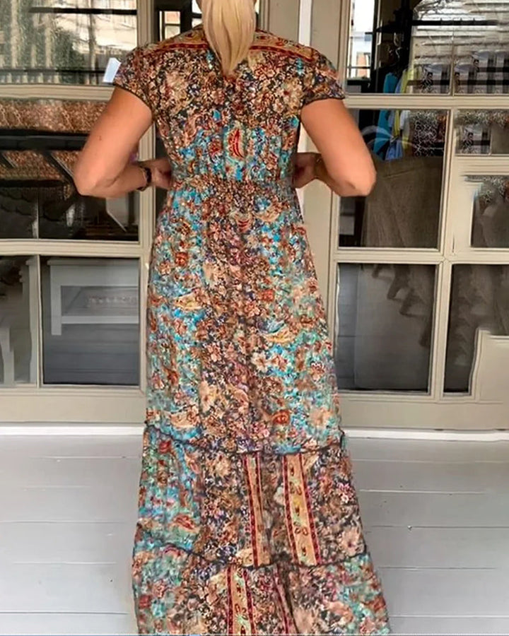 Printed V-neck summer dress