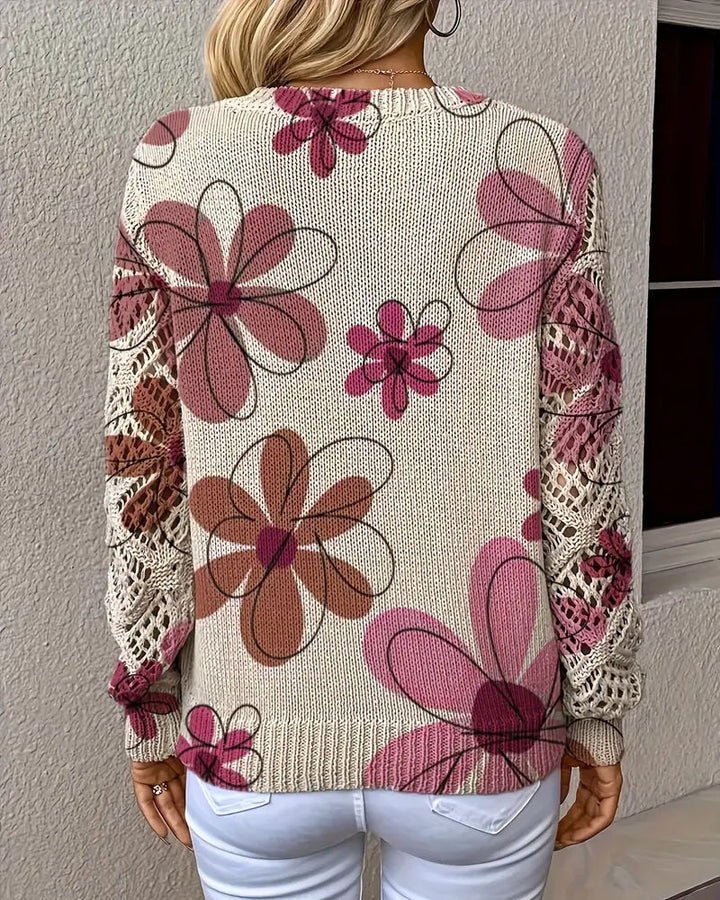 V-Neck Openwork Knit Jumper