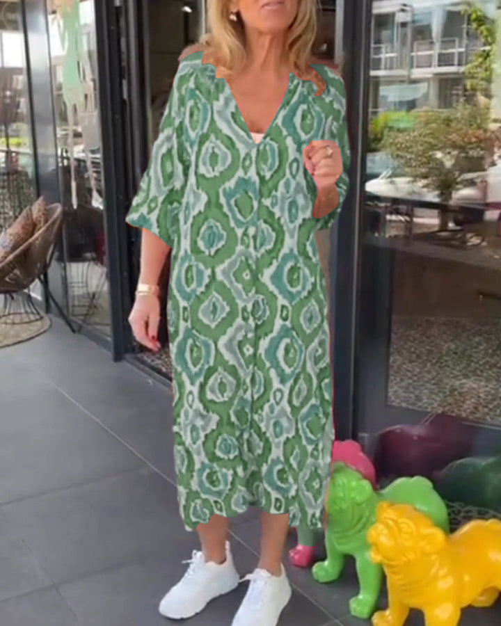 Fashion print half sleeve dress
