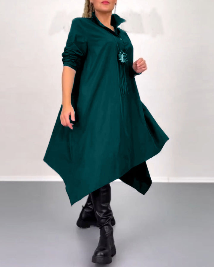 Solid color irregular casual dress