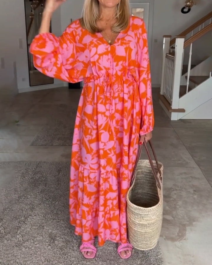 Floral Print Long Sleeve Dress