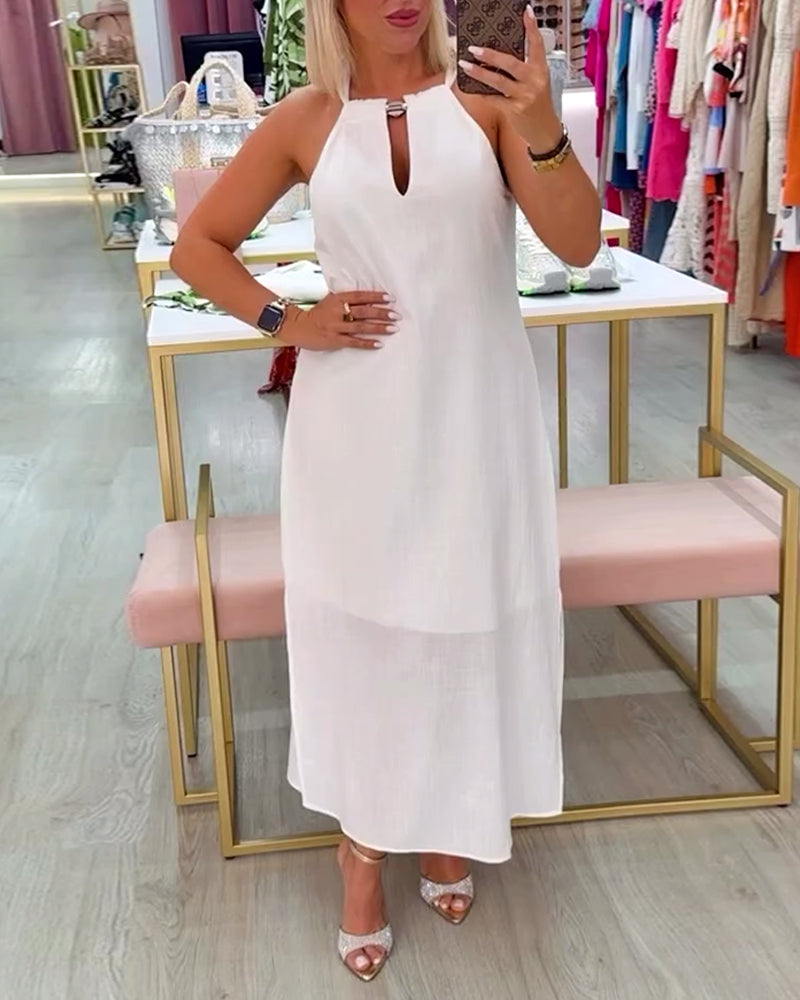 Sleeveless Elegant Solid Color Dress