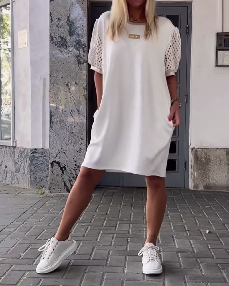 Round Neck Hollow Straight Dress