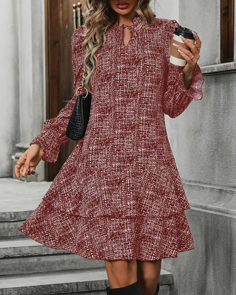 Elegant Flared Sleeve Striped Dress