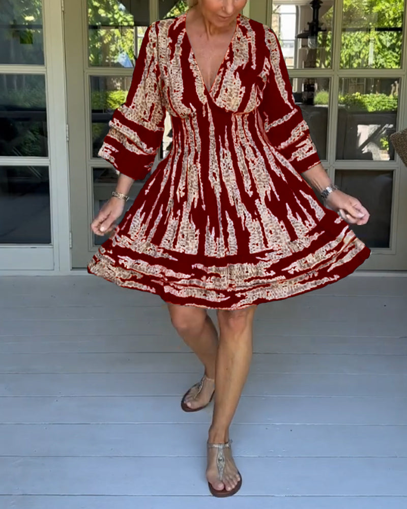V neck three quarter sleeve dress