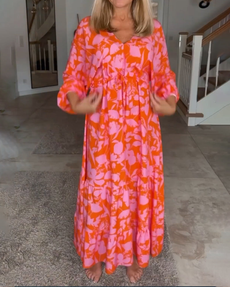 Floral Print Long Sleeve Dress