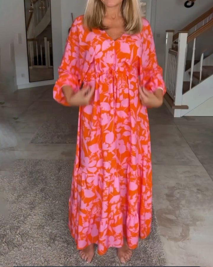 Floral Print Long Sleeve Dress