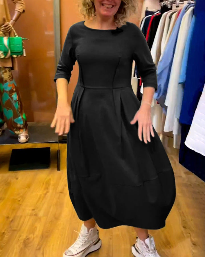 Round Neck 2/3 Sleeve Dress