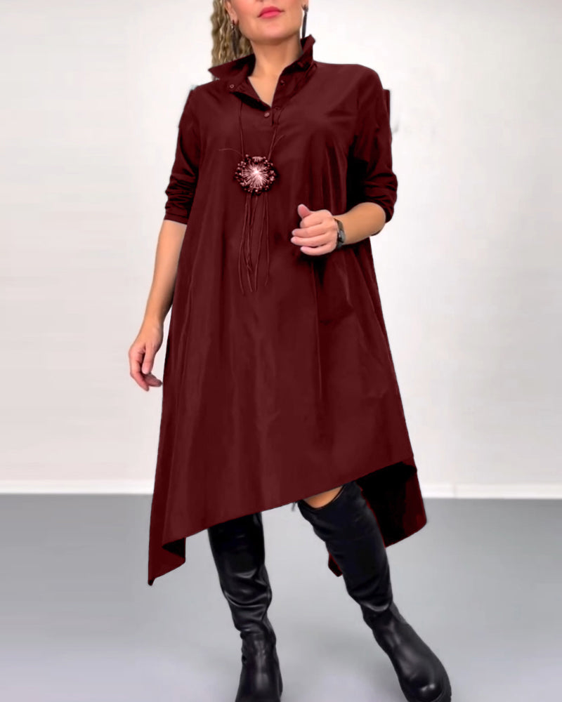 Solid color irregular casual dress