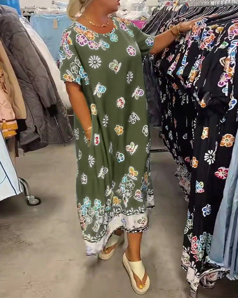 Oversized Printed Loose Dress