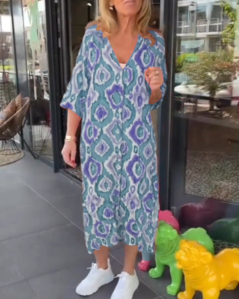 Fashion print half sleeve dress