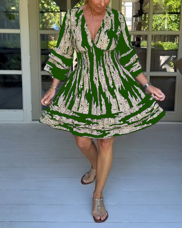 V neck three quarter sleeve dress