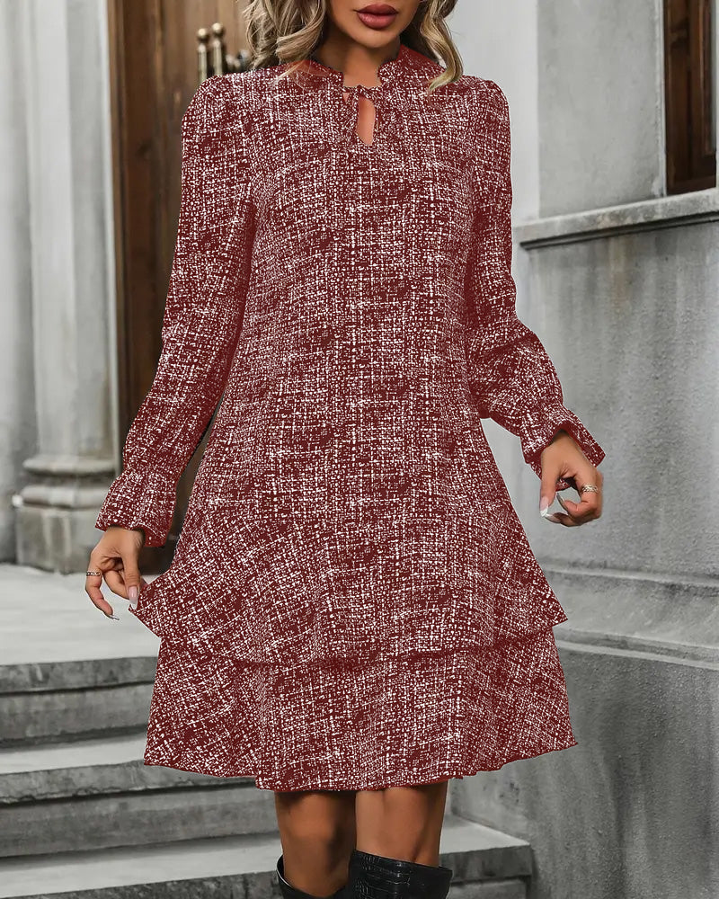 Elegant Flared Sleeve Striped Dress