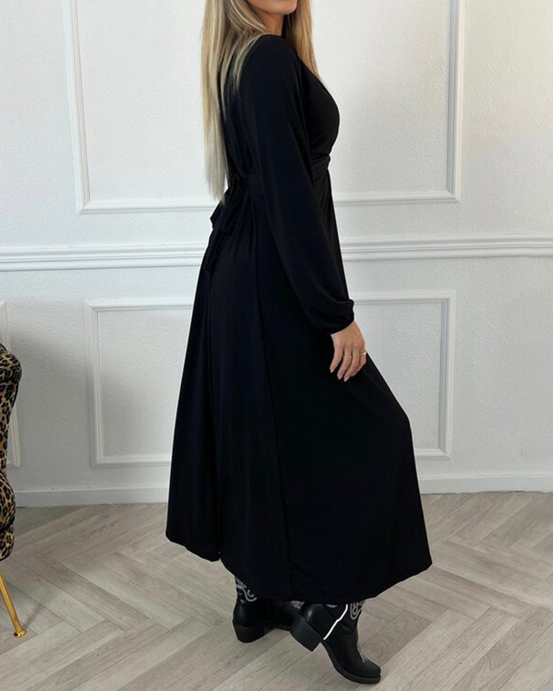 Sexy solid color Dress with Long Sleeve