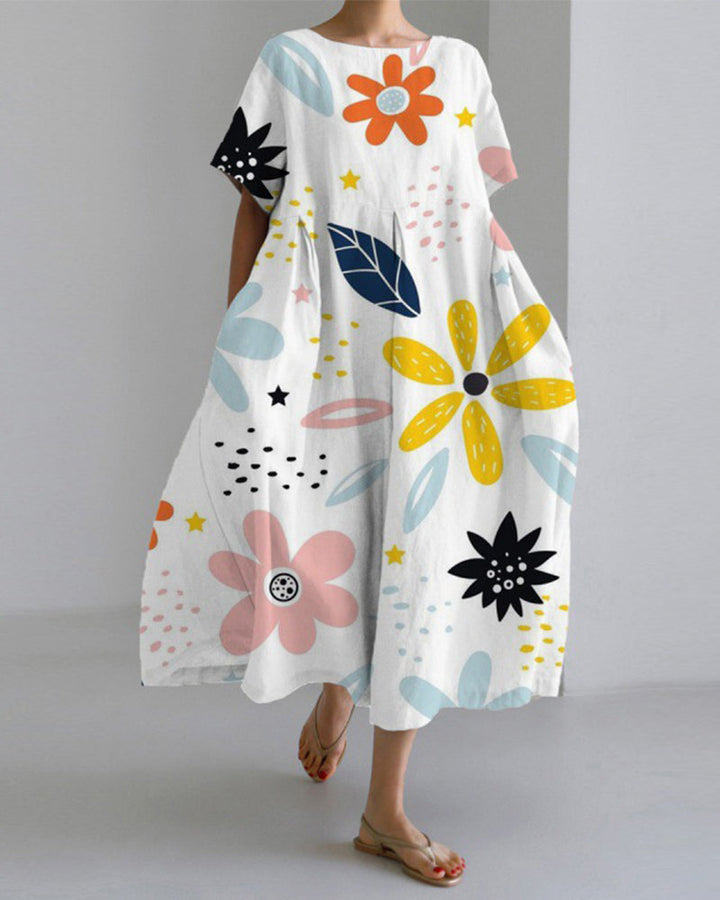 Loose short sleeve printed dress