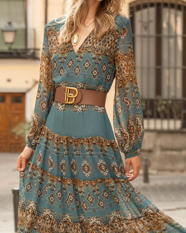 V-Neck Dress Ethnic Style Casual Holiday