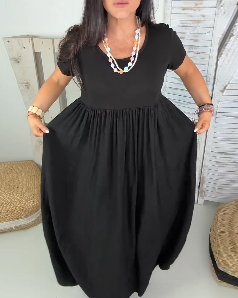 Elegant Solid Color A-Line Dress