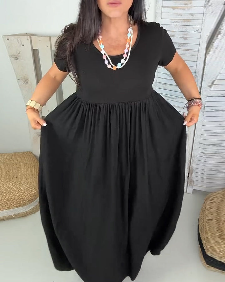 Elegant Solid Color A-Line Dress