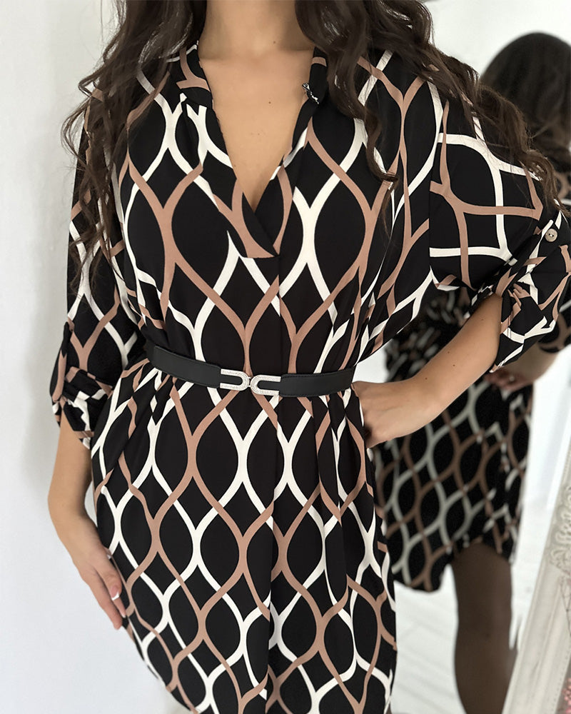 Retro rhombus print dress